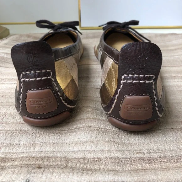 Coach Jenilee Mosaic Metallic Ballet Driving Flat Leather Patchwork Shoes 8.5 M - Picture 6 of 7